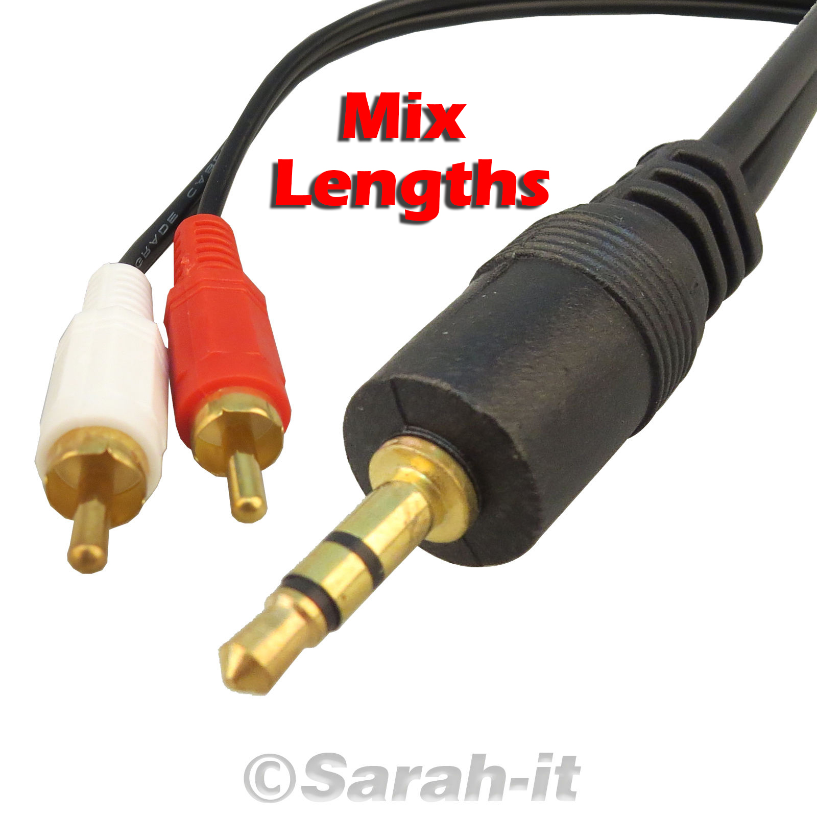 Mm M Stereo Jack To X Rca Twin Phono Audio Cable Lead Ipod Iphone Mp Gold