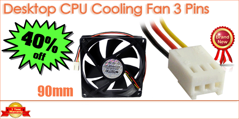 90mm Internal Desktop PC Fan For Computer Case Cooling  