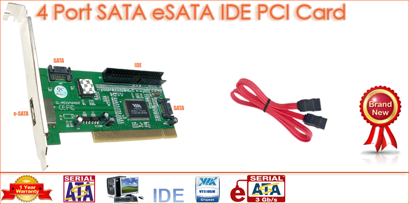 SATA eSata Serial IDE ATA VIA VT6421A PCI Adapter Card  