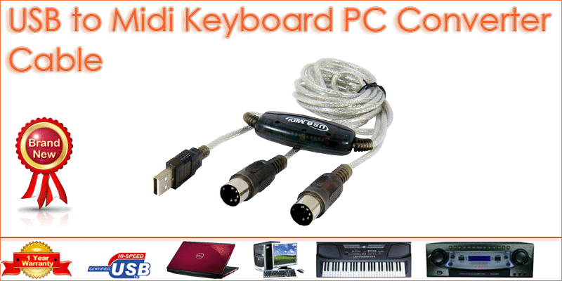 USB MIDI Keyboard Cable to PC for Electric Piano Organ  