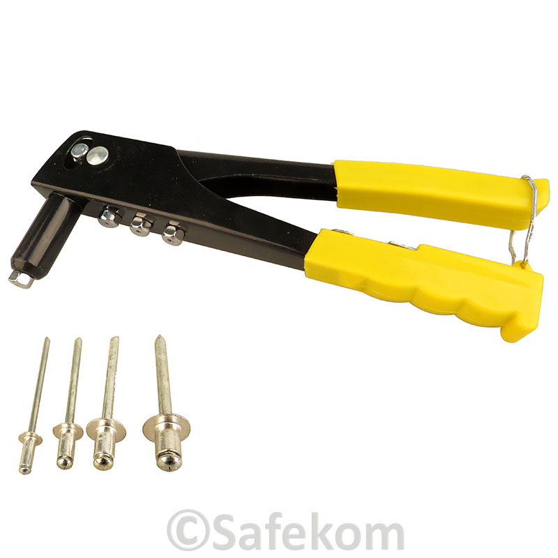 New Handy Handheld POP Rivet GUN Tool Swivel Head Riveter + 60 Rivets 4 ...