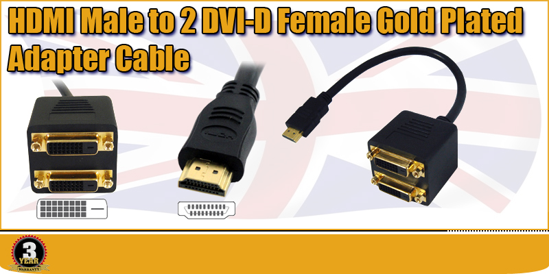 HDMI Male to 2 Dual DVI Female Adapter Splitter for PS3 Sky Xbox HD 