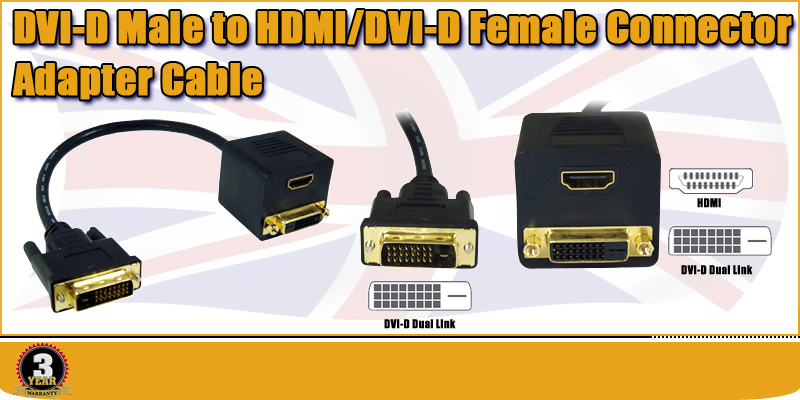 DVI D Male to Dual HDMI Female Converter Splitter Cable For CRT HDTV 