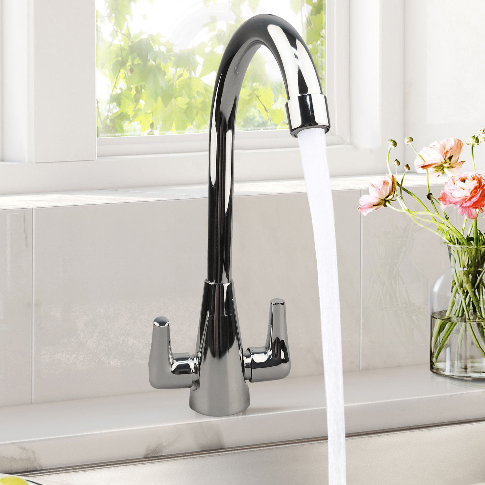 Modern Chrome Kitchen Sink Basin Mixer Swivel Tap Monobloc Pull Out ...